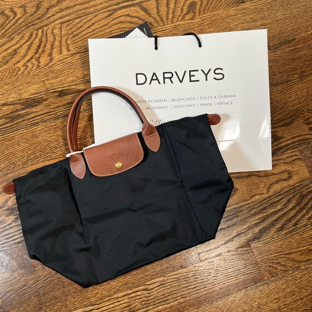 Longchamp Black and Brown Shoulder Bag